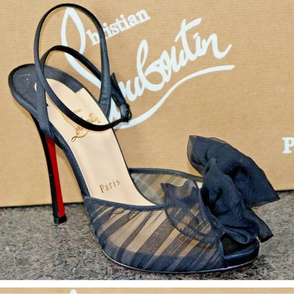 Christian Louboutin black satin heels - Picture 1 of 11